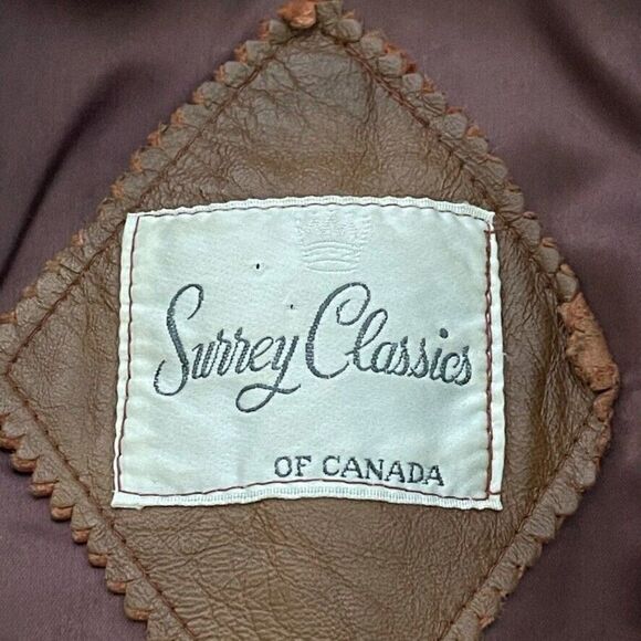 Vintage Womens Surrey Classics of Canada Brown Leather Blazer Jacket Sz M - Picture 7 of 8